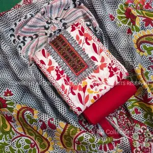 Premium Quality Digital Printed Unstitched 100% Cotton Three Pieces