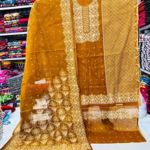 Qualityful Kashmiri cotton Printed Unstitched 100% Cotton Three Pieces for Women