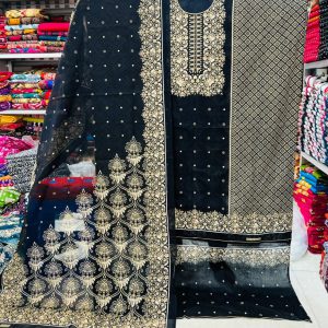 Qualityful Kashmiri cotton Printed Unstitched 100% Cotton Three Pieces for Women