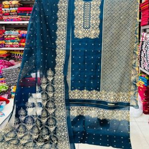 Qualityful Kashmiri cotton Printed Unstitched 100% Cotton Three Pieces for Women