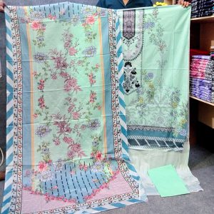 Jom Jom A+100%cotton Digital Printed Unstitched Three Piece for Women